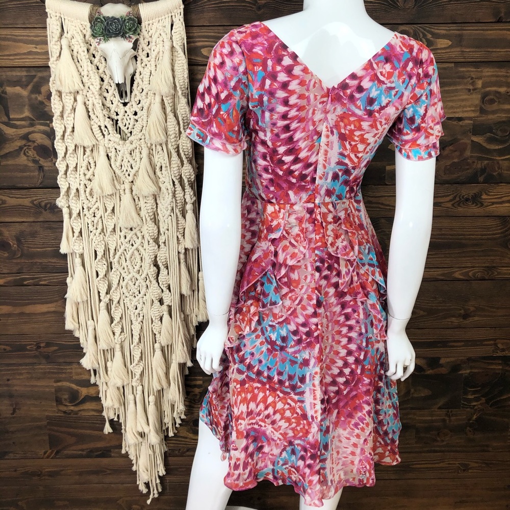 Sundance | Patterned‎ Ruffled Silk Dress - Picture 3 of 5